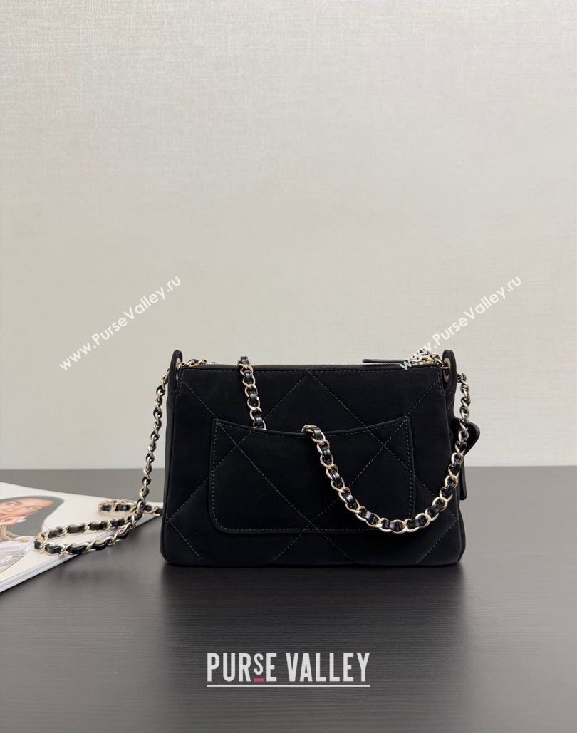 Chanel Velvet-Effect Nylon Clutch with Chain AP4771 Black 2025 (yezi-251127006)