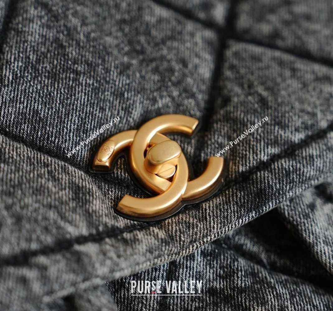 Chanel Washed Denim Maxi Flap bag with Pockets Black 2025 AS5727 (yezi-251127060)