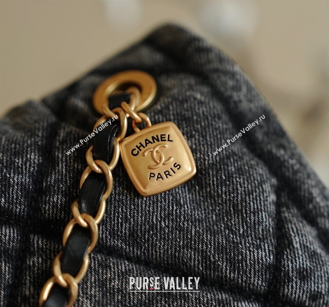 Chanel Washed Denim Maxi Flap bag with Pockets Black 2025 AS5727 (yezi-251127060)