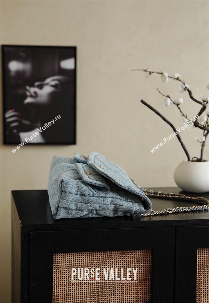 Chanel Washed Denim Maxi Flap bag with Pockets Light Blue 2025 AS5727 (yezi-251127061)