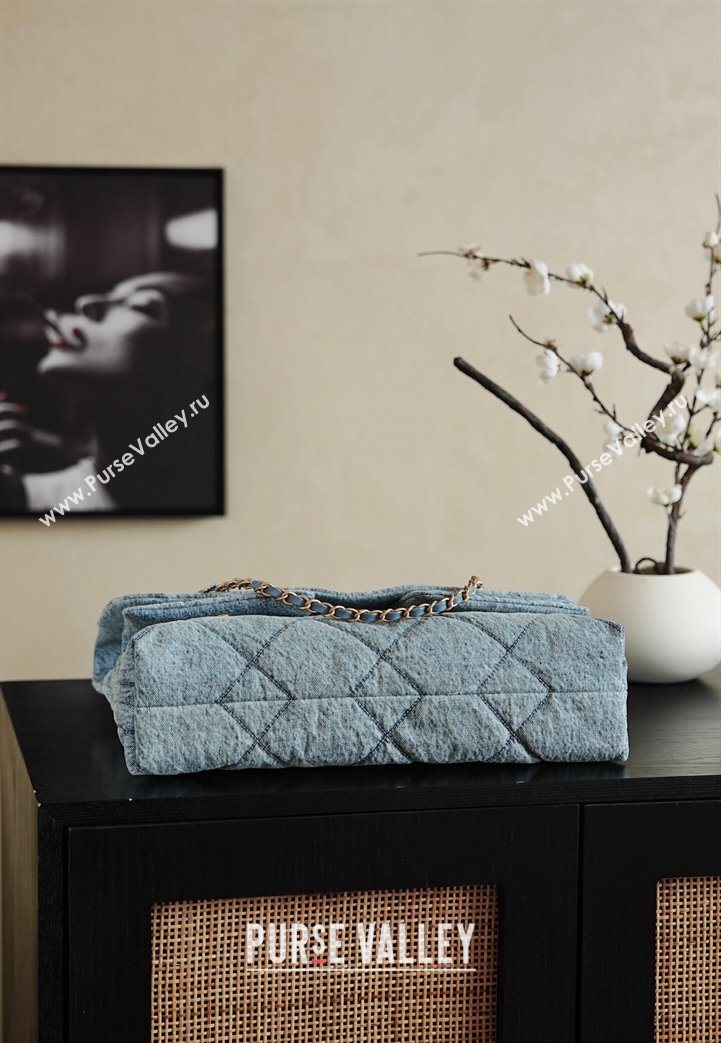 Chanel Washed Denim Maxi Flap bag with Pockets Light Blue 2025 AS5727 (yezi-251127061)