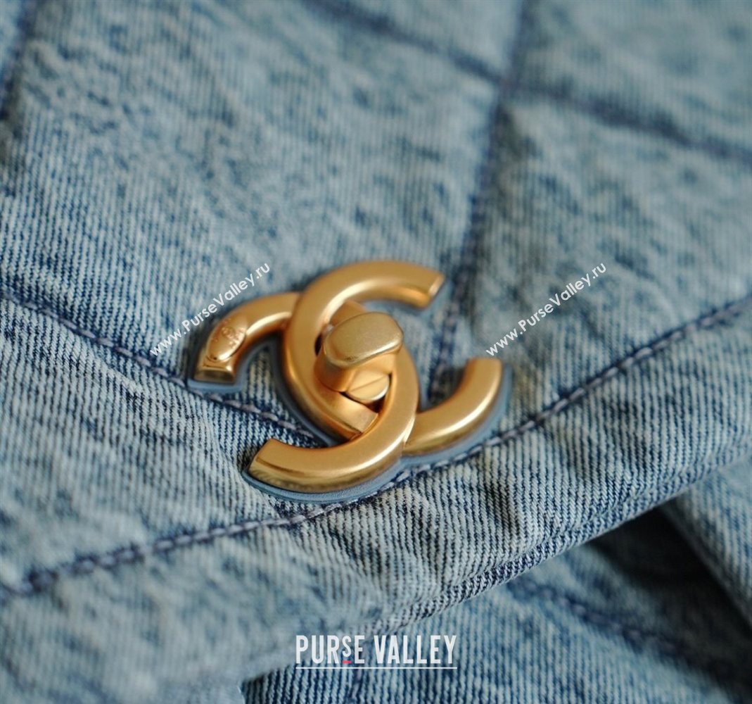 Chanel Washed Denim Maxi Flap bag with Pockets Light Blue 2025 AS5727 (yezi-251127061)