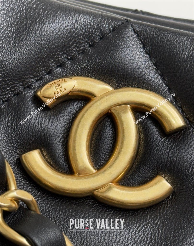 Chanel Shiny Lambskin Shopping Bag with Pockets Black 2025 AS5740 (yezi-251127064)