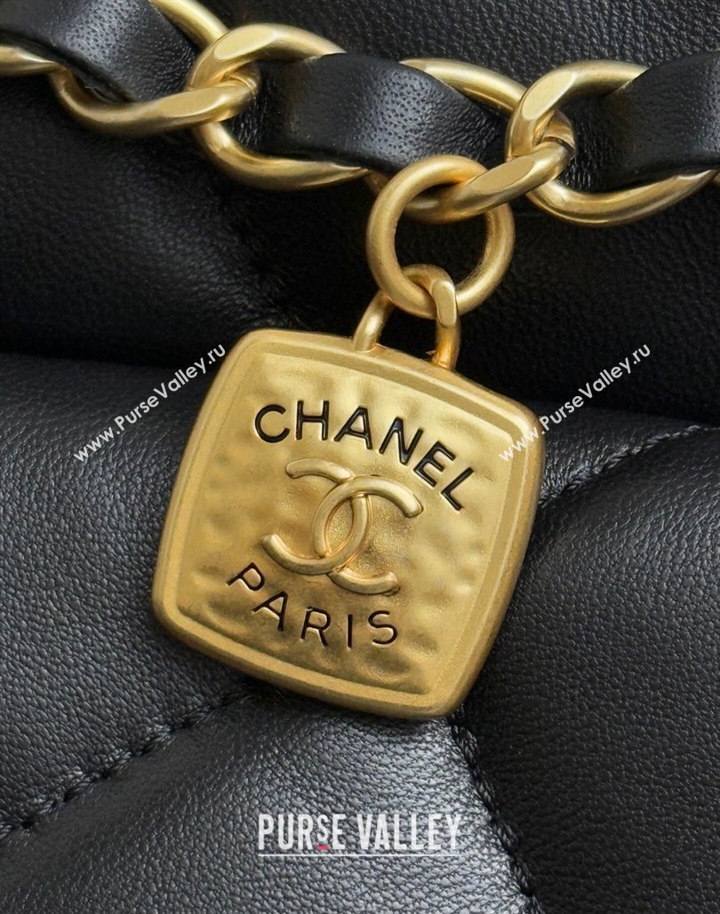 Chanel Shiny Lambskin Shopping Bag with Pockets Black 2025 AS5740 (yezi-251127064)
