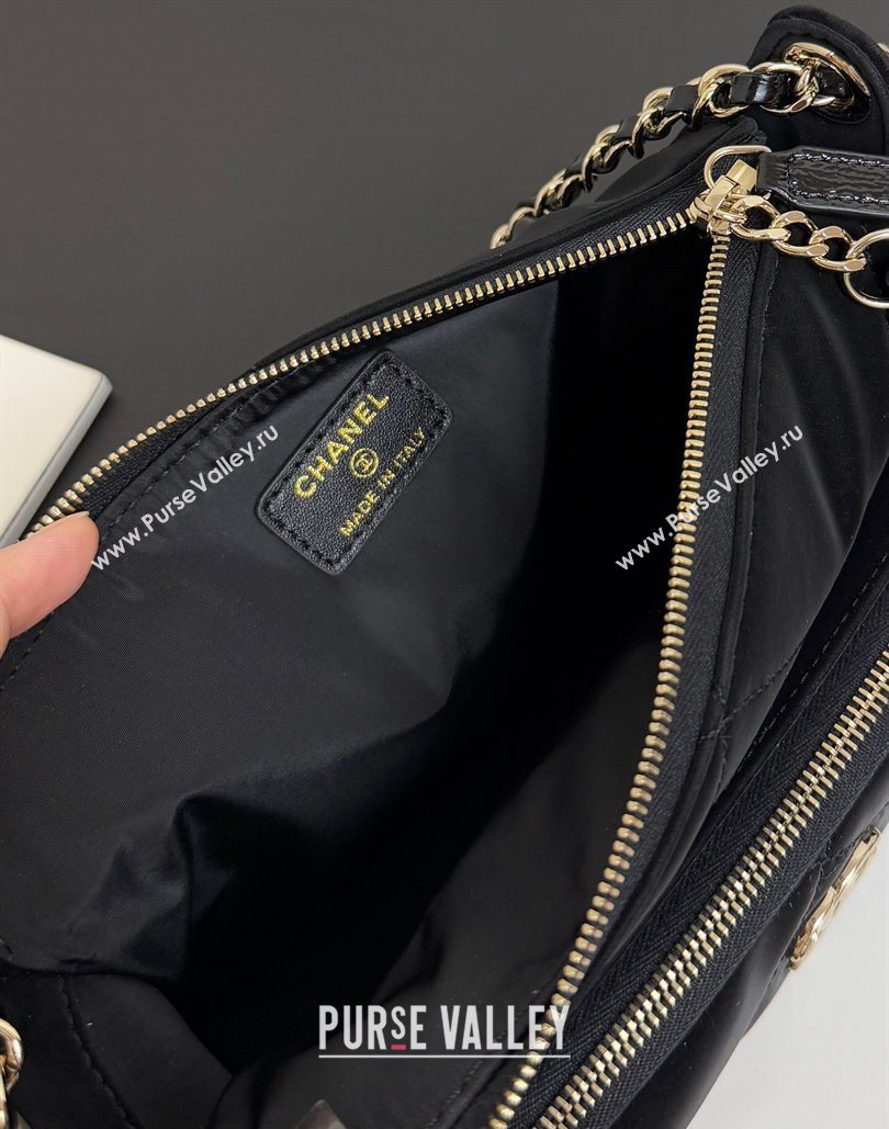 Chanel Velvet-Effect Nylon Clutch with Chain AP4771 Black 2025 (yezi-251127006)
