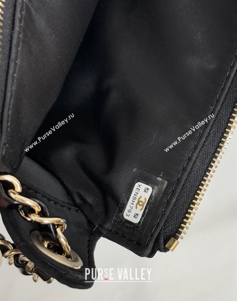 Chanel Velvet-Effect Nylon Clutch with Chain AP4771 Black 2025 (yezi-251127006)