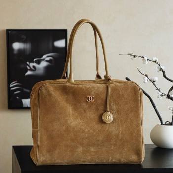 Chanel Quilted Suede Boston Top Handle Bag Brown 2025 CH112702 (yezi-251127070)