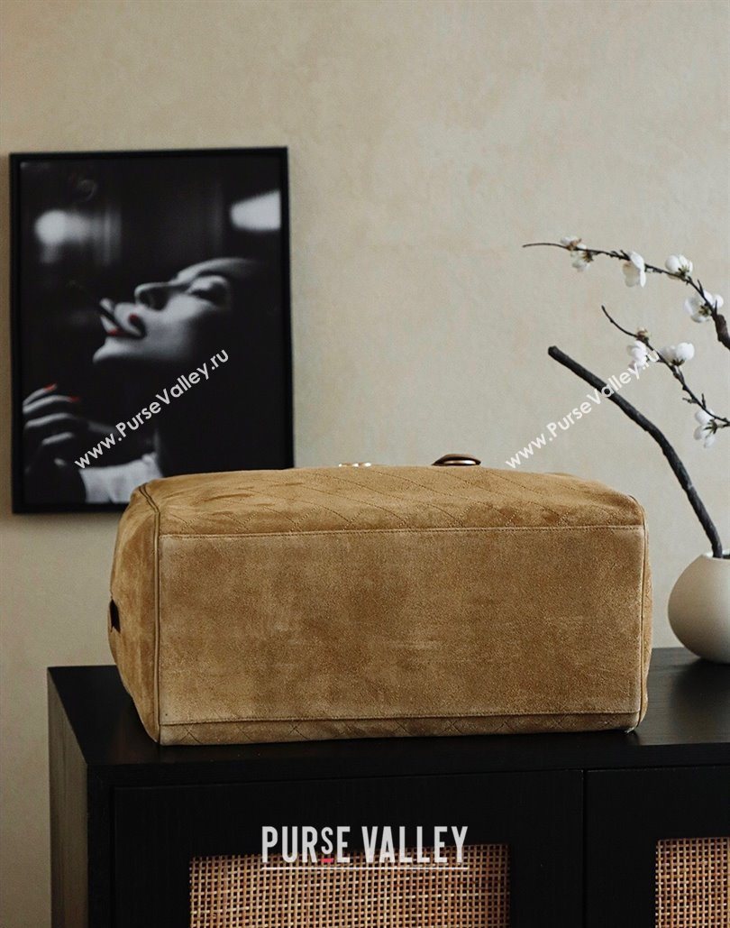 Chanel Quilted Suede Boston Top Handle Bag Brown 2025 CH112702 (yezi-251127070)