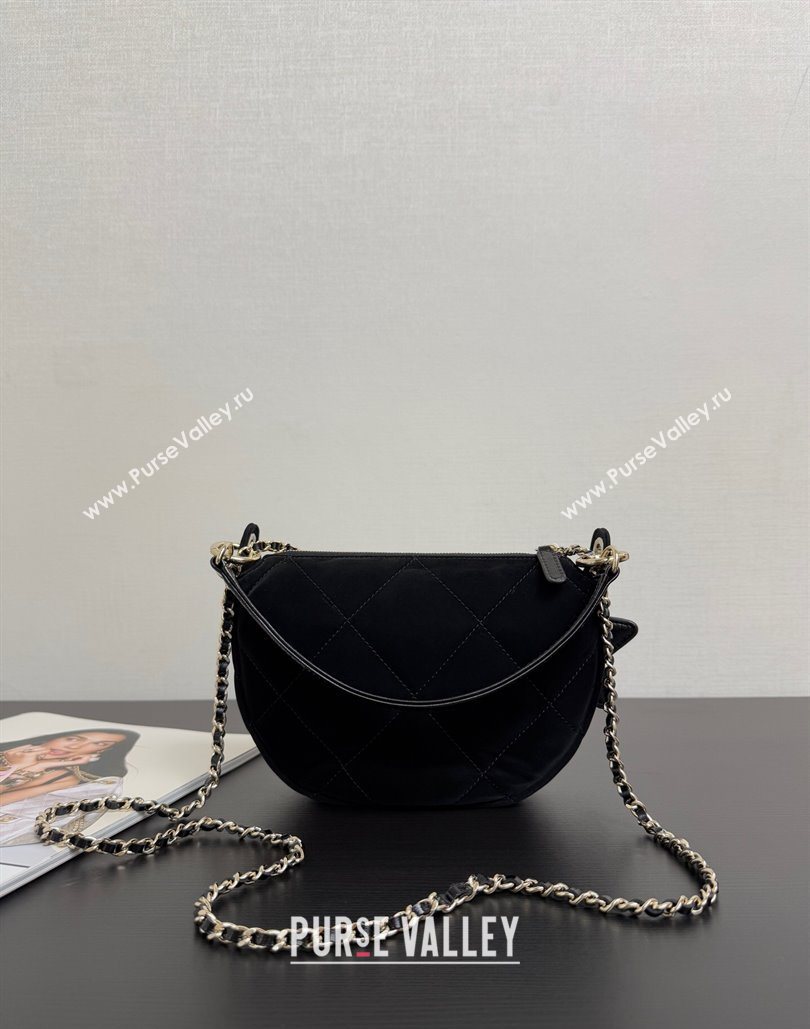 Chanel Velvet-Effect Nylon Clutch with Chain AP4791 Black 2025 (yezi-251127007)