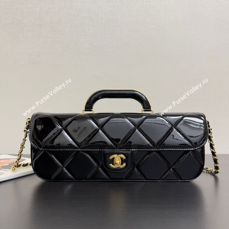Chanel Mirror Calfskin Large Flap Bag with Top Handle Black 2025 AS5807 (yezi-251127046)