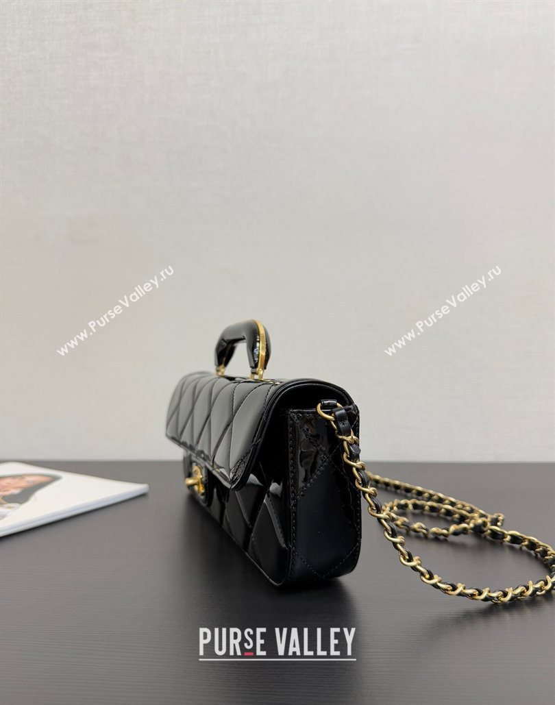 Chanel Mirror Calfskin Large Flap Bag with Top Handle Black 2025 AS5807 (yezi-251127046)