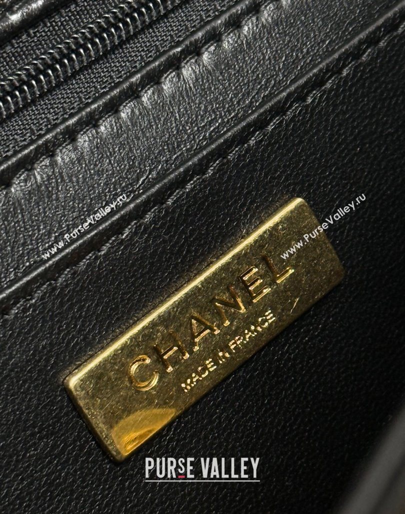 Chanel Mirror Calfskin Large Flap Bag with Top Handle Black 2025 AS5807 (yezi-251127046)