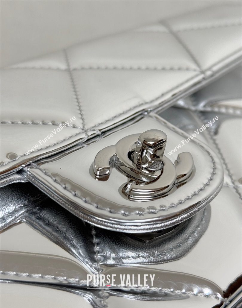 Chanel Metallic Mirror Calfskin Large Flap Bag with Top Handle Silver 2025 AS5807 (yezi-251127047)