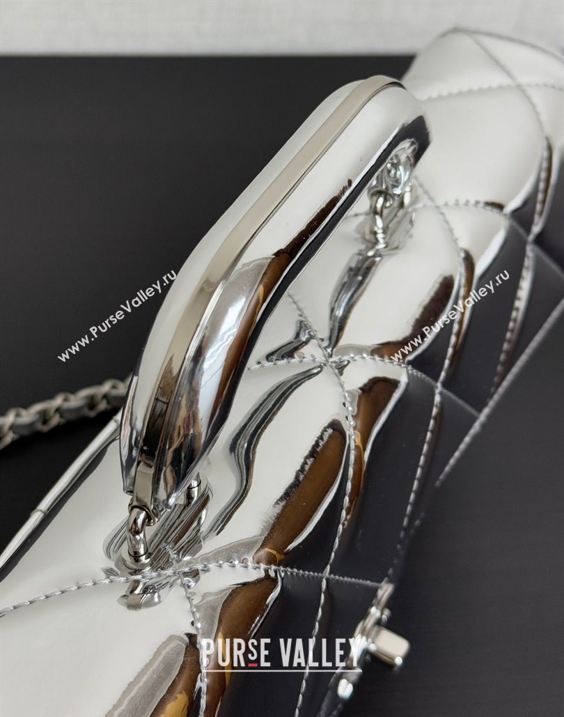 Chanel Metallic Mirror Calfskin Large Flap Bag with Top Handle Silver 2025 AS5807 (yezi-251127047)