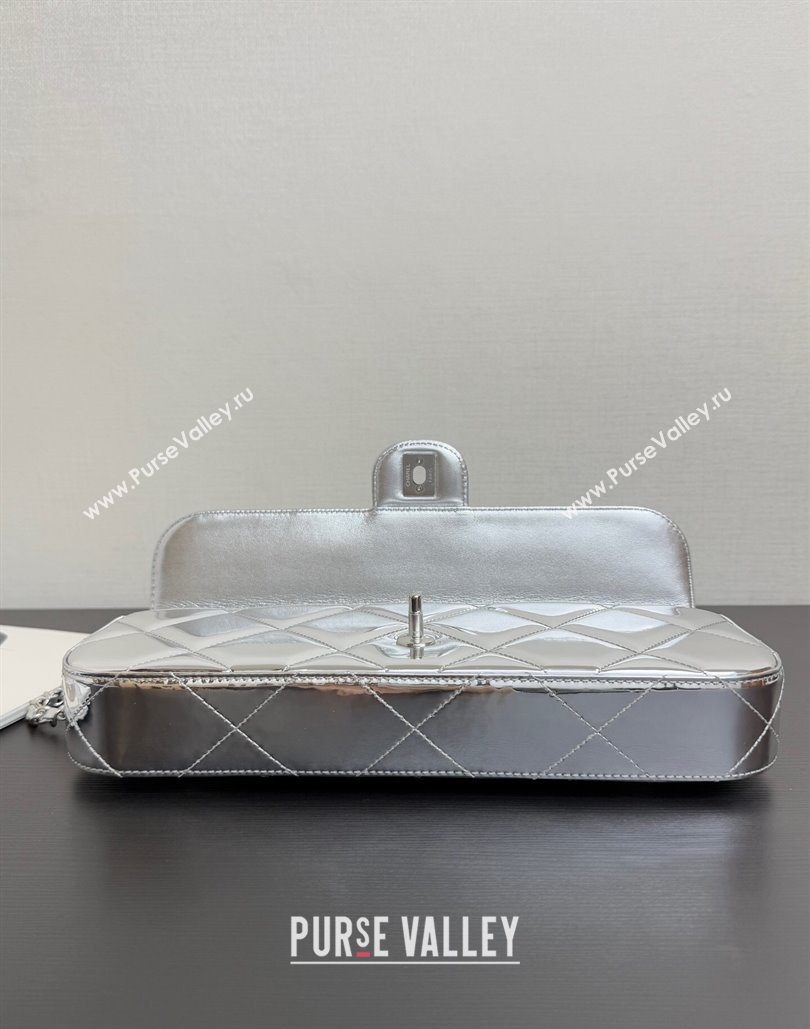 Chanel Metallic Mirror Calfskin Large Flap Bag with Top Handle Silver 2025 AS5807 (yezi-251127047)