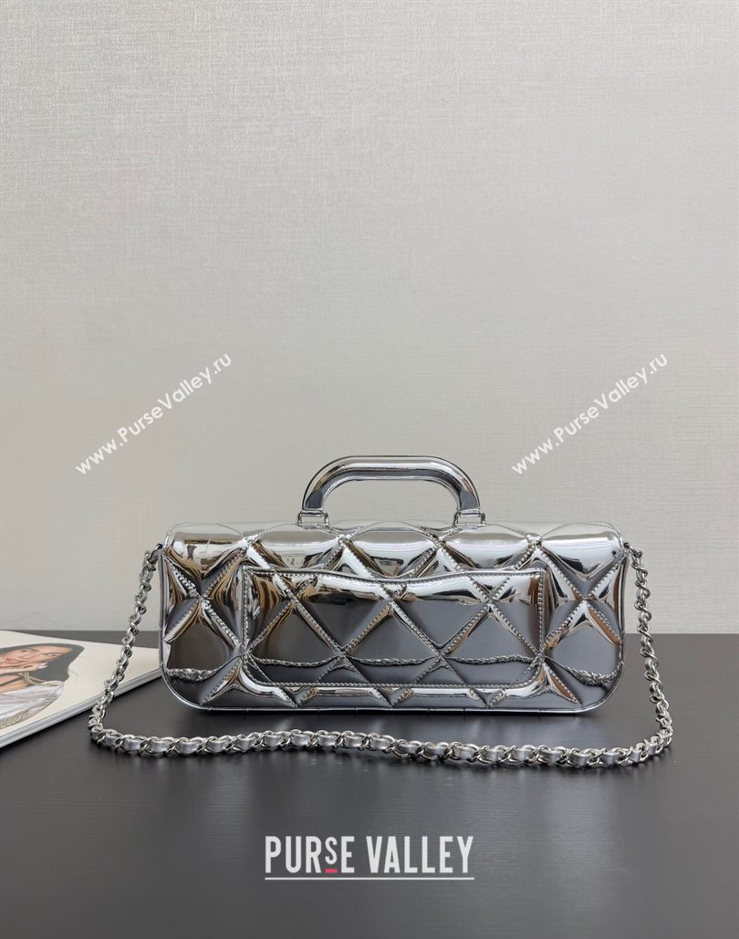 Chanel Metallic Mirror Calfskin Large Flap Bag with Top Handle Silver 2025 AS5807 (yezi-251127047)