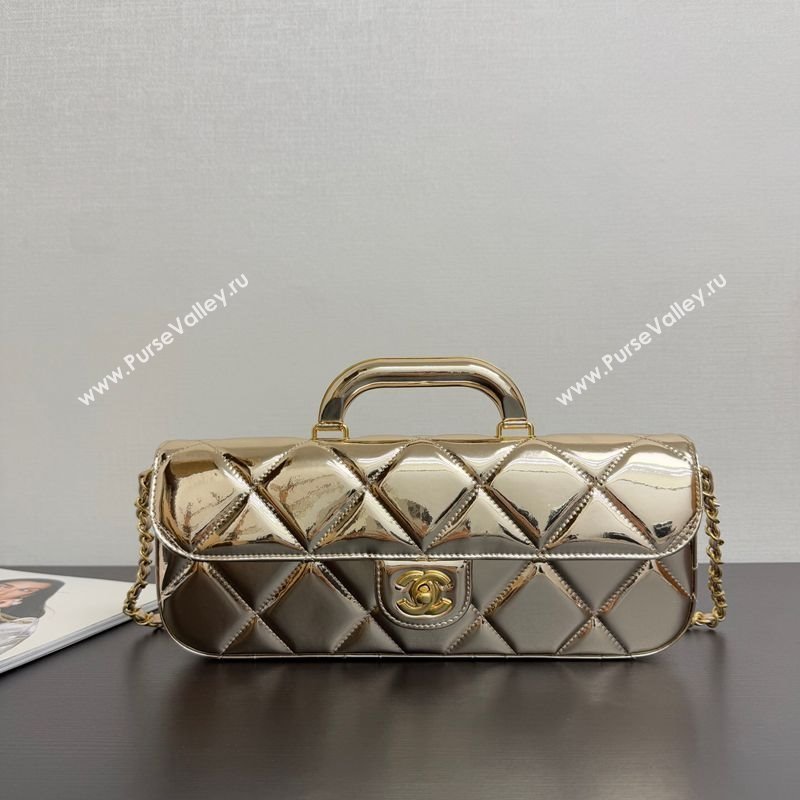 Chanel Metallic Mirror Calfskin Large Flap Bag with Top Handle Gold 2025 AS5807 (yezi-251127048)