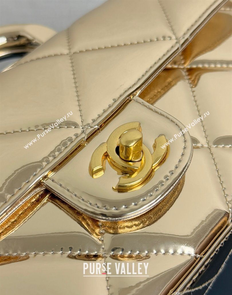 Chanel Metallic Mirror Calfskin Large Flap Bag with Top Handle Gold 2025 AS5807 (yezi-251127048)