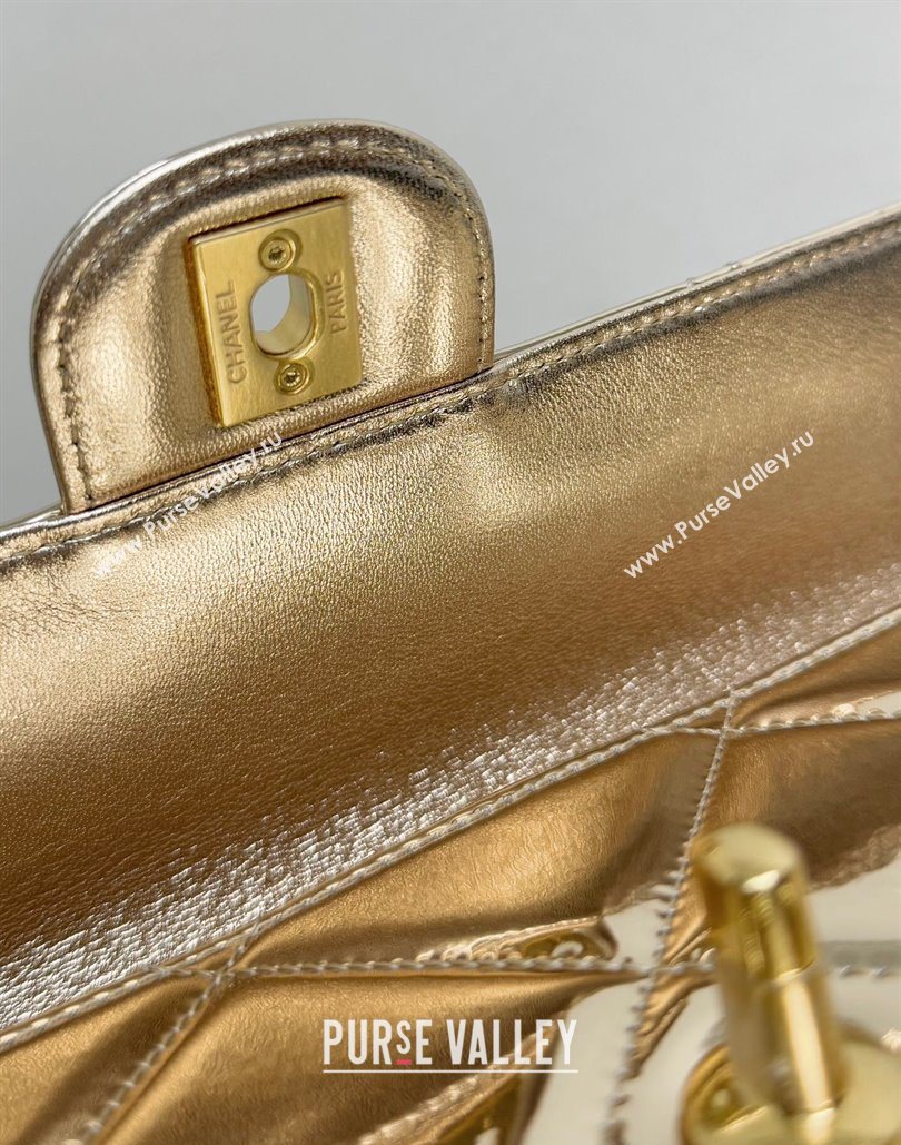 Chanel Metallic Mirror Calfskin Large Flap Bag with Top Handle Gold 2025 AS5807 (yezi-251127048)