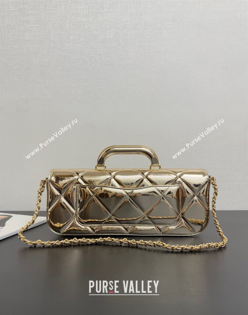 Chanel Metallic Mirror Calfskin Large Flap Bag with Top Handle Gold 2025 AS5807 (yezi-251127048)