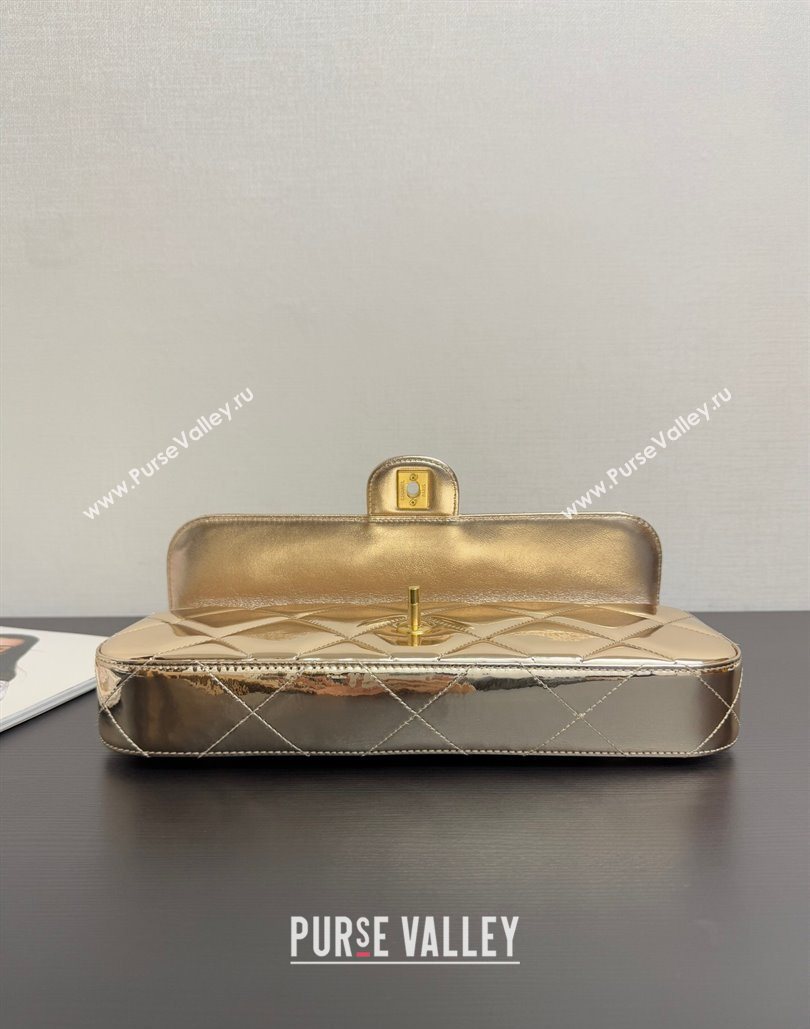 Chanel Metallic Mirror Calfskin Large Flap Bag with Top Handle Gold 2025 AS5807 (yezi-251127048)