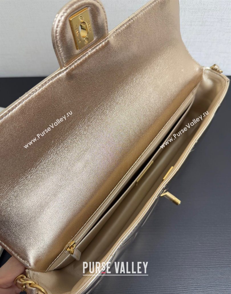 Chanel Metallic Mirror Calfskin Large Flap Bag with Top Handle Gold 2025 AS5807 (yezi-251127048)