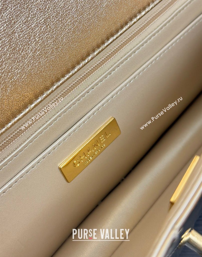 Chanel Metallic Mirror Calfskin Large Flap Bag with Top Handle Gold 2025 AS5807 (yezi-251127048)