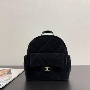 Chanel Velvet-Effect Nylon Backpack Bag AS5679 Black 2025 (yezi-251127008)