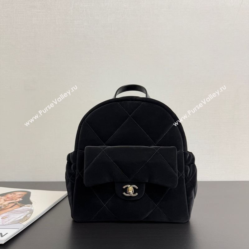 Chanel Velvet-Effect Nylon Backpack Bag AS5679 Black 2025 (yezi-251127008)