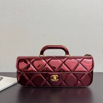 Chanel Metallic Mirror Calfskin Large Flap Bag with Top Handle Burgundy 2025 AS5807 (yezi-251127049)