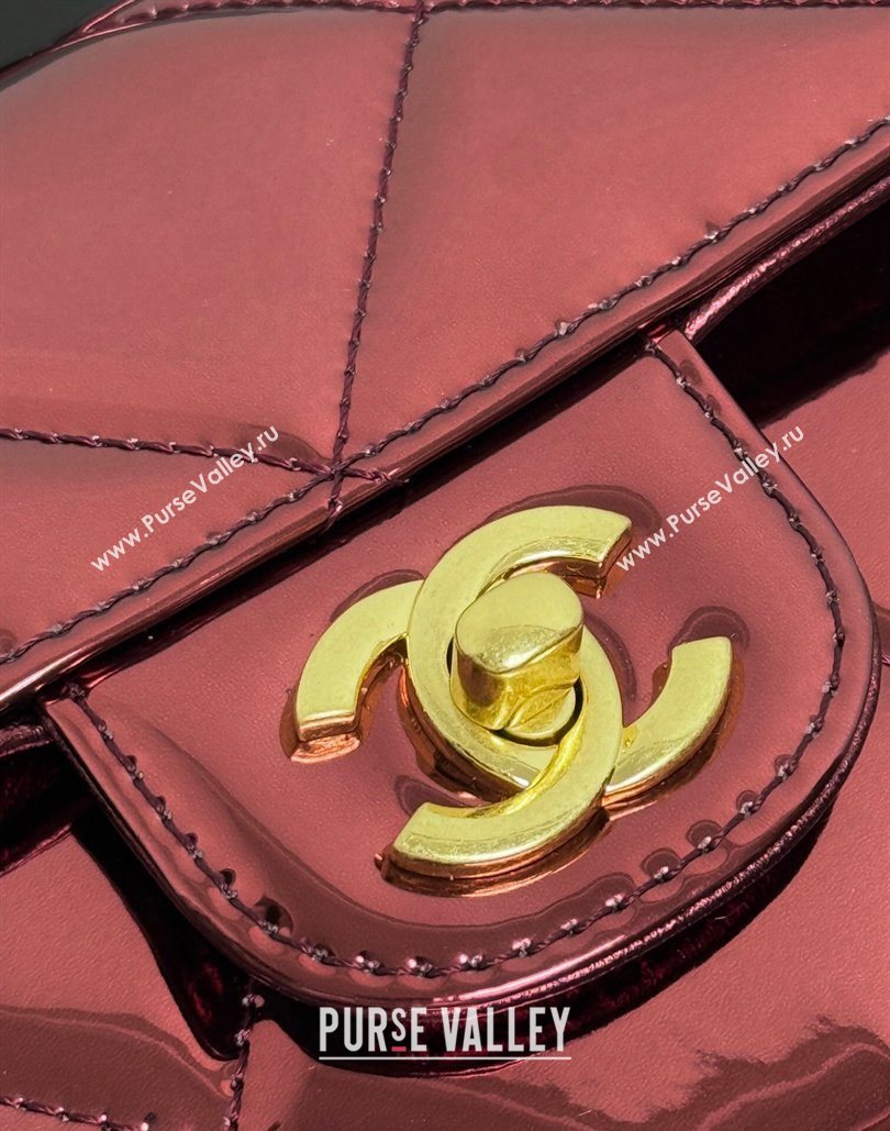 Chanel Metallic Mirror Calfskin Large Flap Bag with Top Handle Burgundy 2025 AS5807 (yezi-251127049)
