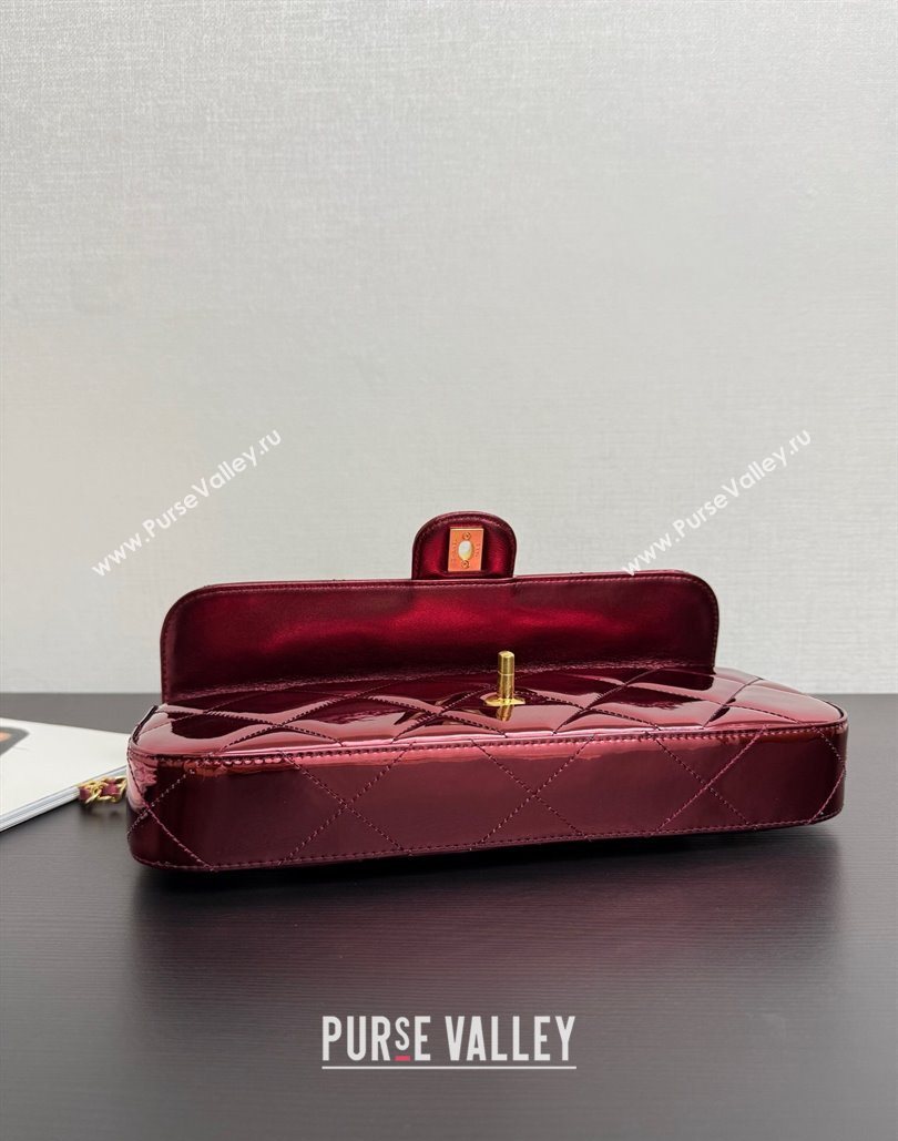 Chanel Metallic Mirror Calfskin Large Flap Bag with Top Handle Burgundy 2025 AS5807 (yezi-251127049)