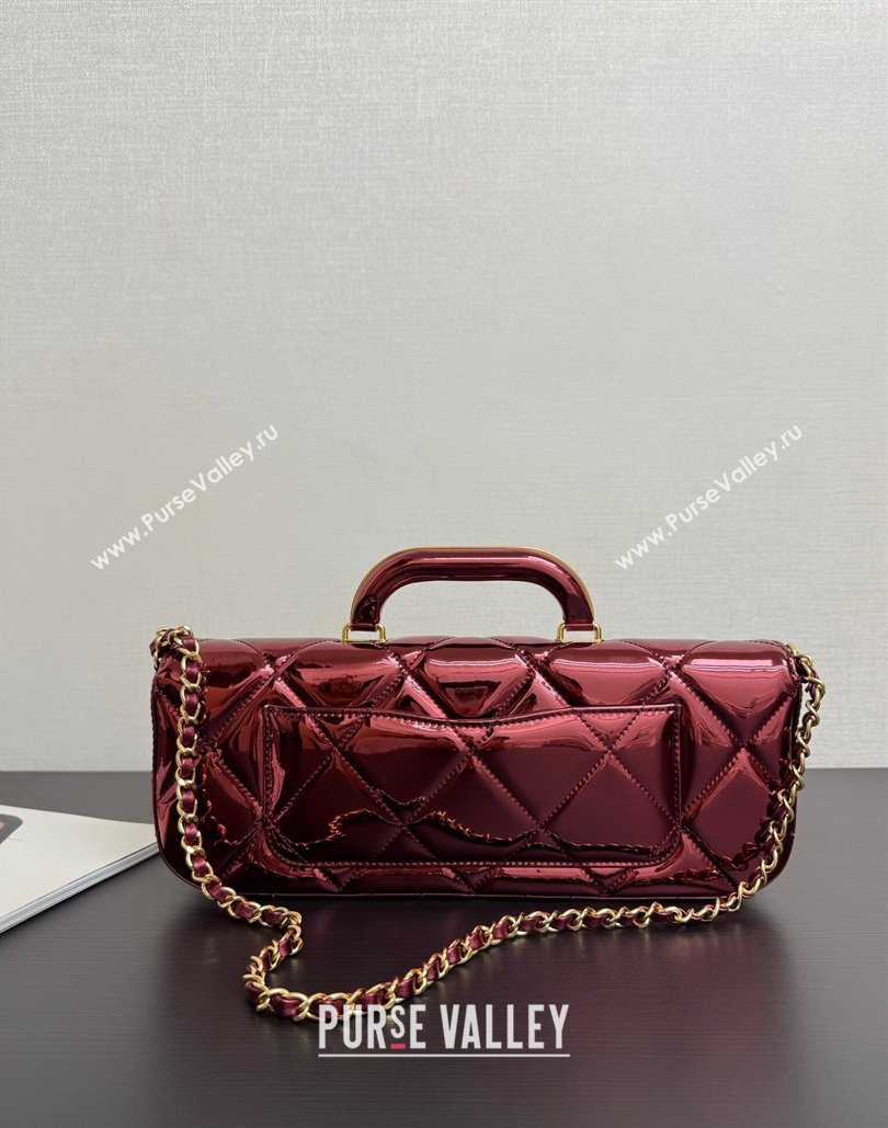 Chanel Metallic Mirror Calfskin Large Flap Bag with Top Handle Burgundy 2025 AS5807 (yezi-251127049)