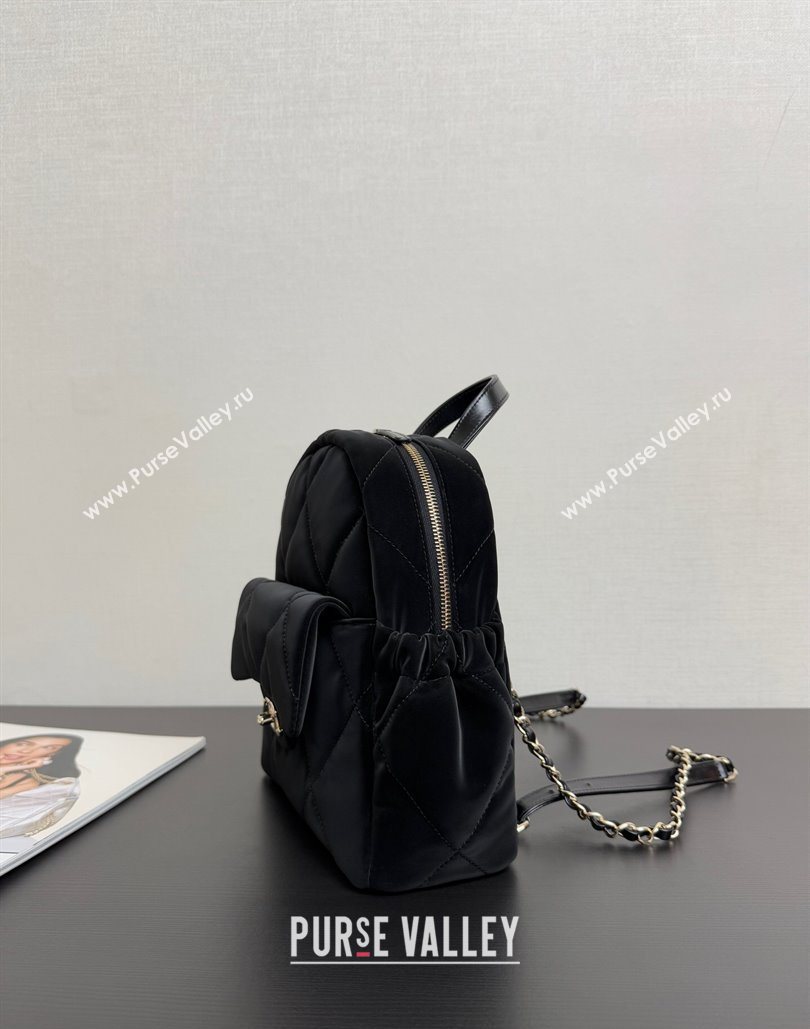 Chanel Velvet-Effect Nylon Backpack Bag AS5679 Black 2025 (yezi-251127008)