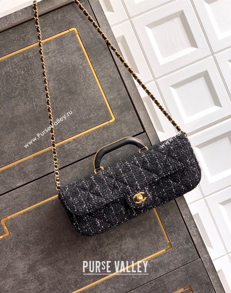Chanel Tweed Large Flap Bag with Top Handle Black 2025 AS5807 (yezi-251127050)