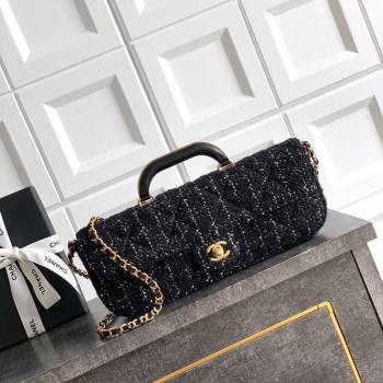 Chanel Tweed Large Flap Bag with Top Handle Black 2025 AS5807 (yezi-251127050)