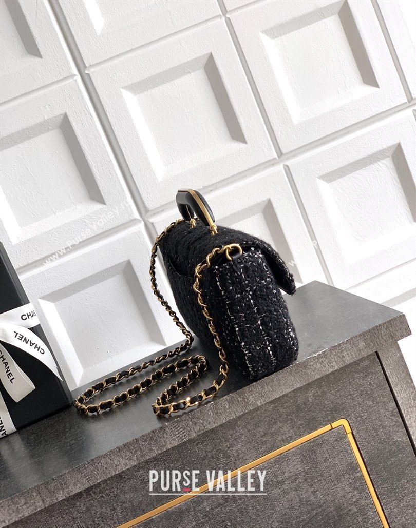 Chanel Tweed Large Flap Bag with Top Handle Black 2025 AS5807 (yezi-251127050)