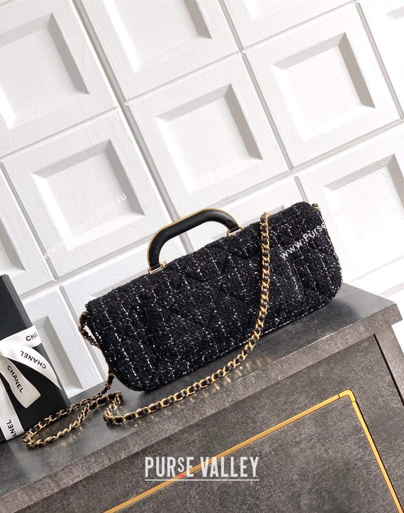 Chanel Tweed Large Flap Bag with Top Handle Black 2025 AS5807 (yezi-251127050)