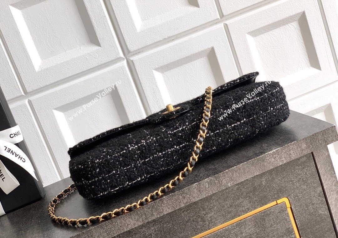 Chanel Tweed Large Flap Bag with Top Handle Black 2025 AS5807 (yezi-251127050)