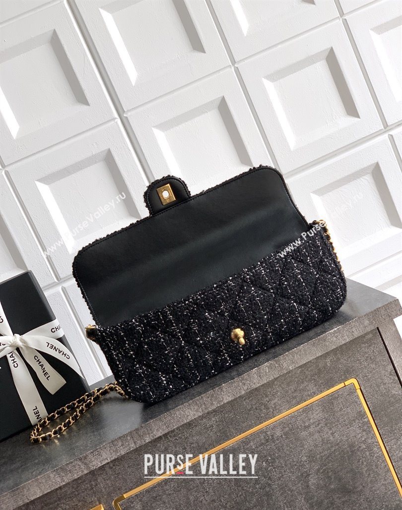 Chanel Tweed Large Flap Bag with Top Handle Black 2025 AS5807 (yezi-251127050)