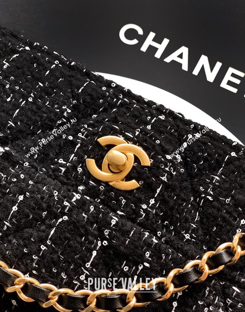 Chanel Tweed Large Flap Bag with Top Handle Black 2025 AS5807 (yezi-251127050)