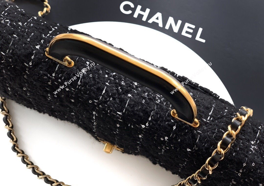 Chanel Tweed Large Flap Bag with Top Handle Black 2025 AS5807 (yezi-251127050)