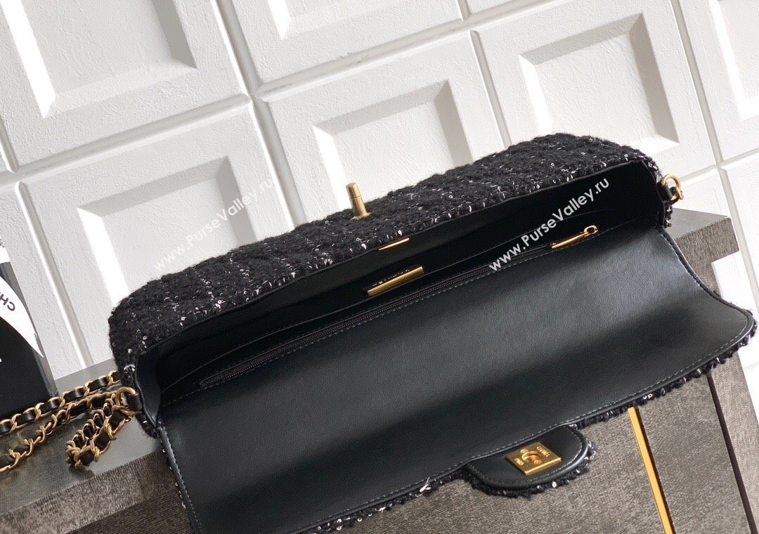 Chanel Tweed Large Flap Bag with Top Handle Black 2025 AS5807 (yezi-251127050)
