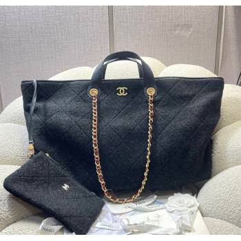 Chanel Wool Maxi Shopping Bag Black 2025 AS5853 (yezi-251127002)