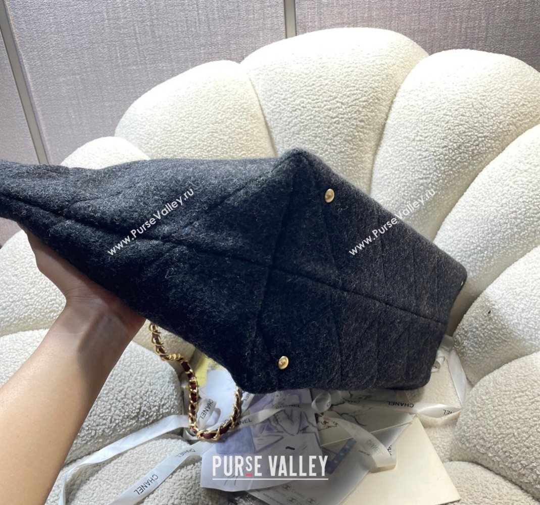 Chanel Wool Maxi Shopping Bag Black 2025 AS5853 (yezi-251127002)