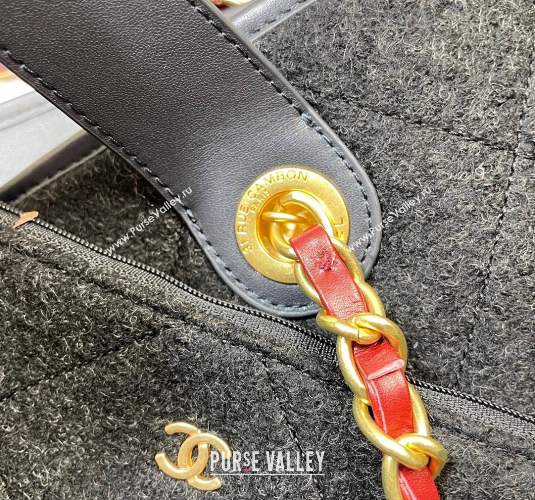 Chanel Wool Maxi Shopping Bag Black 2025 AS5853 (yezi-251127002)