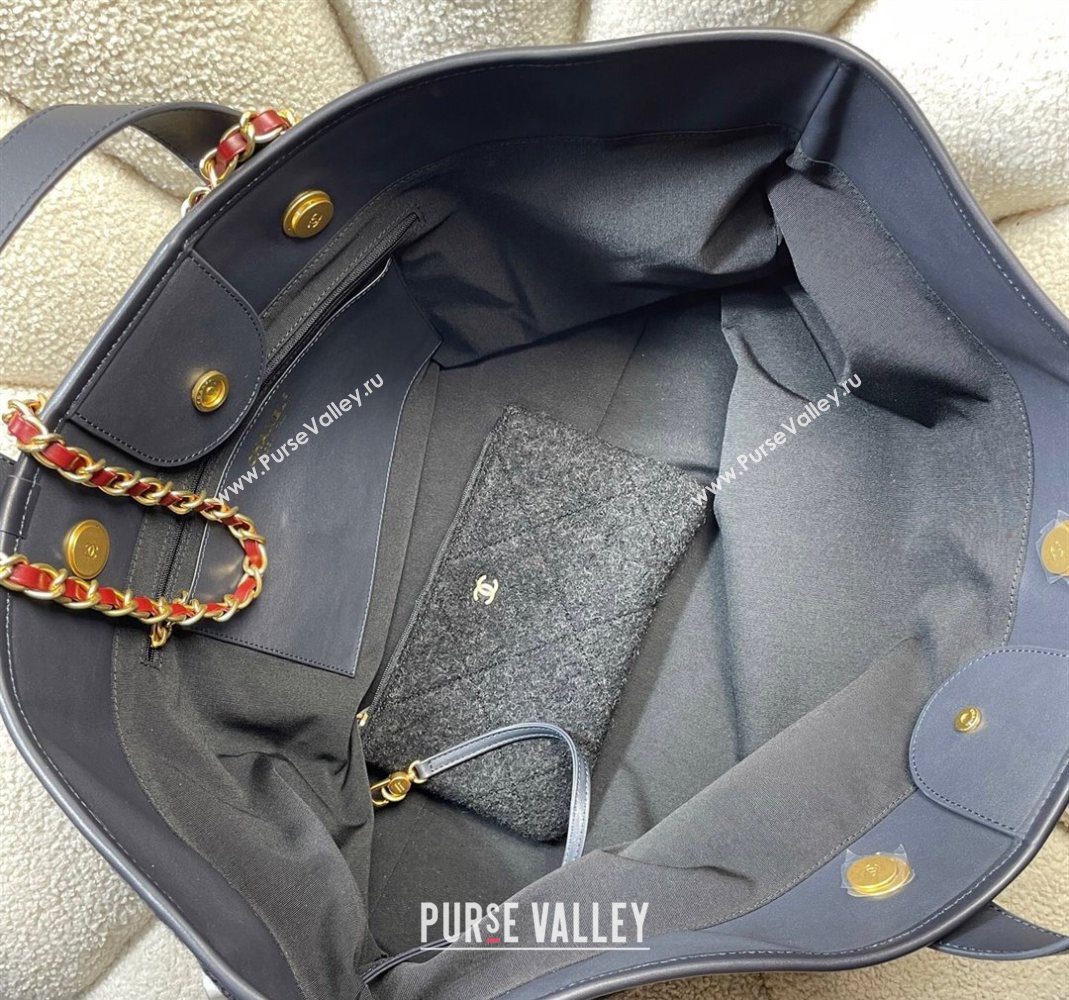 Chanel Wool Maxi Shopping Bag Black 2025 AS5853 (yezi-251127002)