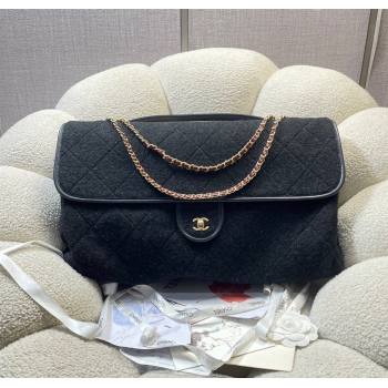 Chanel Wool Maxi Flap Bag with Top Handle Black 2025 AS5852 (yezi-251127003)