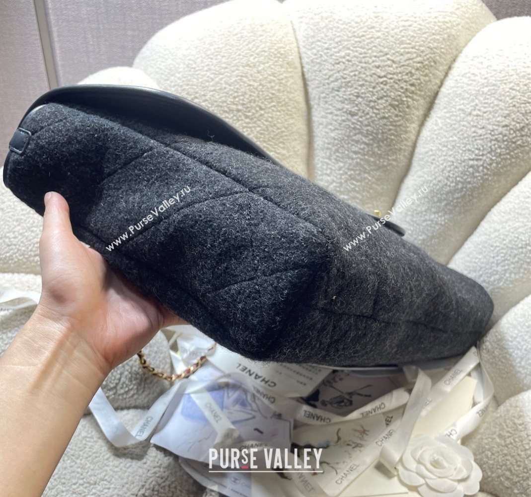 Chanel Wool Maxi Flap Bag with Top Handle Black 2025 AS5852 (yezi-251127003)