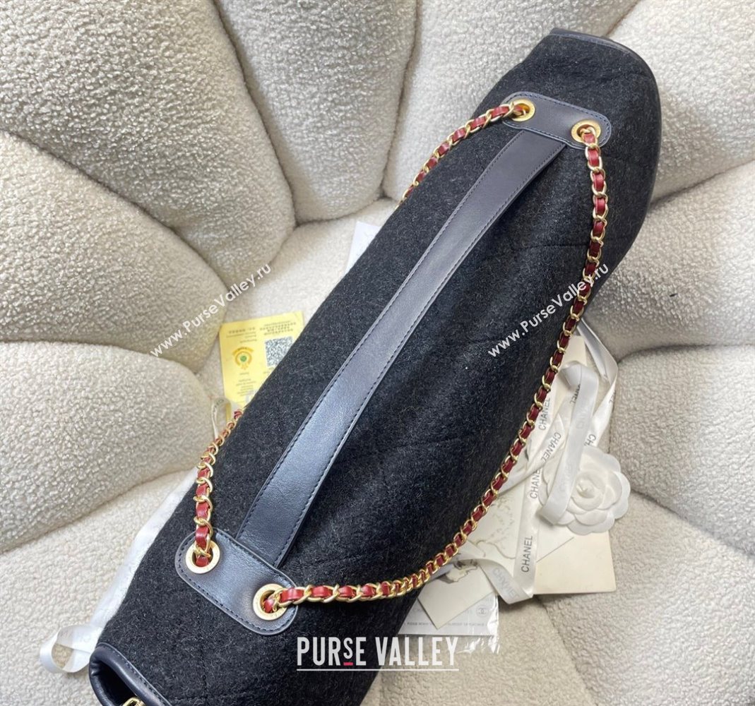 Chanel Wool Maxi Flap Bag with Top Handle Black 2025 AS5852 (yezi-251127003)